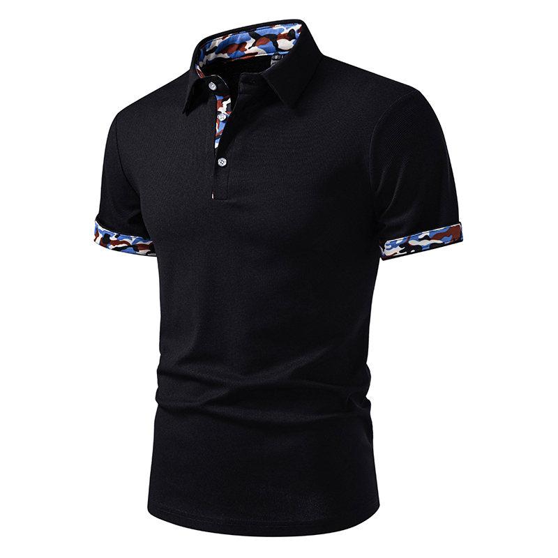 Summer Men's Solid Color Splicing Polo Shirts Short Sleeve Breathable Casual Contrast Color Lapel Collar Streetwear Basic Tops
