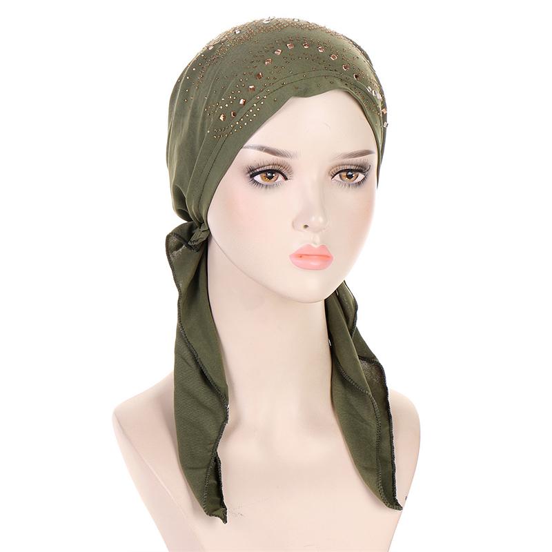 1Pc Chemo Cap Women's Muslim Headwrap Cover Hijab Headscarf Polyester Fiber Hair Loss Hat Turban