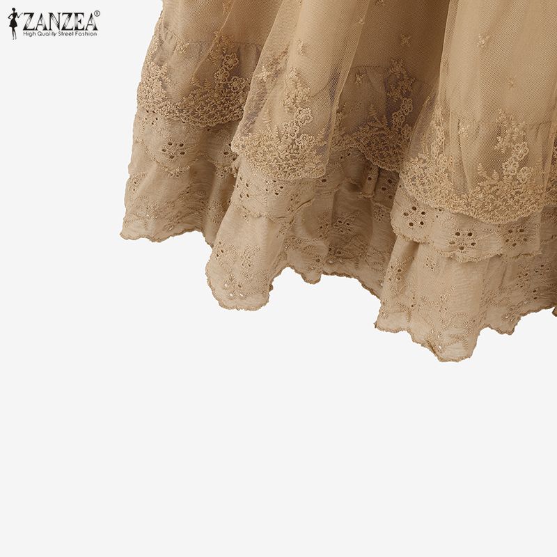 ZANZEA Fuste lungi de vară cu talie elastică casual pentru femei