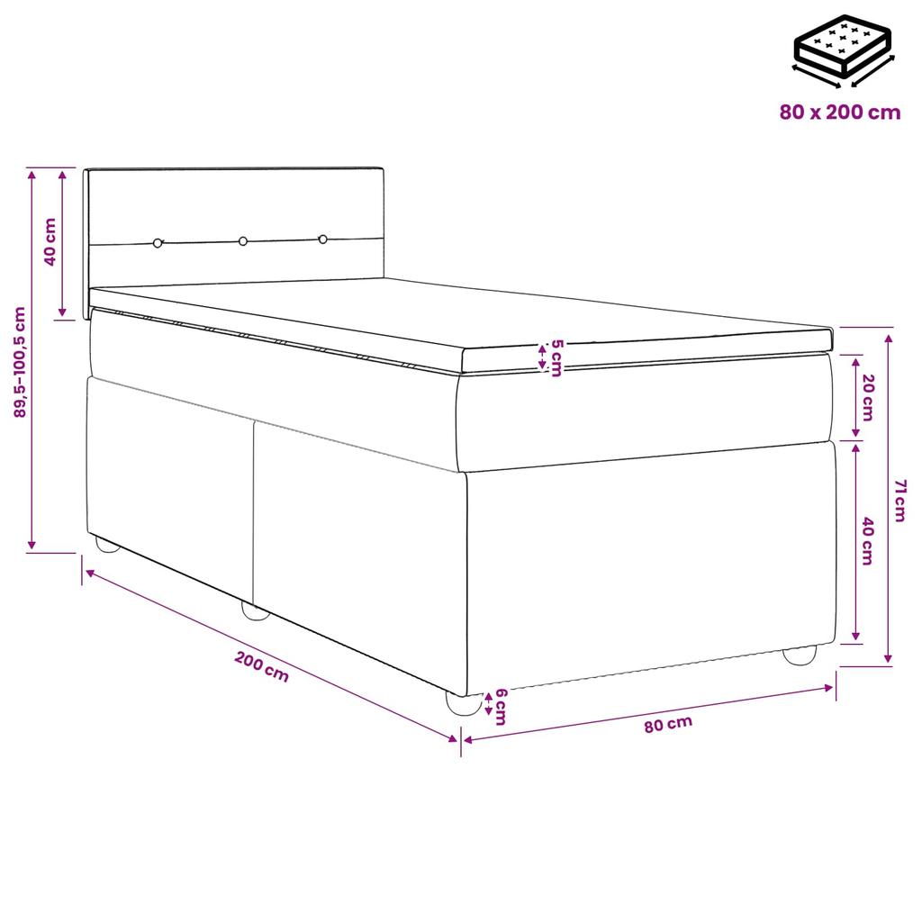 Box Spring Bed with Mattress and Headboard Taupe 80 X 200 Cm Fabric