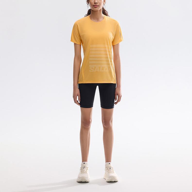 Salomon Sense Aero Ss Tee Gfx Outdoor Lightweight Round Neck Pullover Breathable Sports Short Sleeve Running T-Shirt Women tops C26968