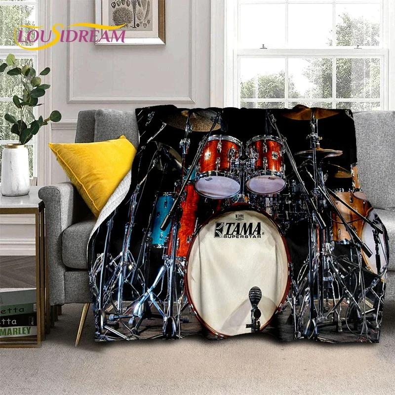 Style Music Instrument Drum Kit Throw Blanket Soft Cozy Blanket for Home Bedroom Bed Sofa Travel Child Gift