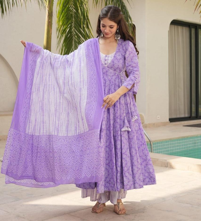 Women Designer Anarkali Kurta Pant Dupatta Set Indian Bollywood Top Tunic Kurti Salwar Suit