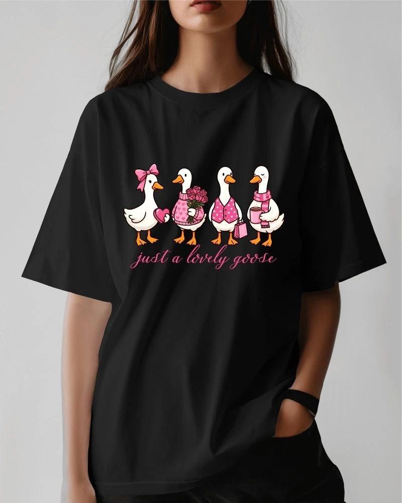 Just A Lovely Goose T-Shirt, Goose Valentine Day Shirt, Funny Valentine Silly Te S