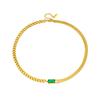 Gold Plated Cuban Link Emerald Cubic Zirconia Jewelry Set Necklace Bracelet Earrings