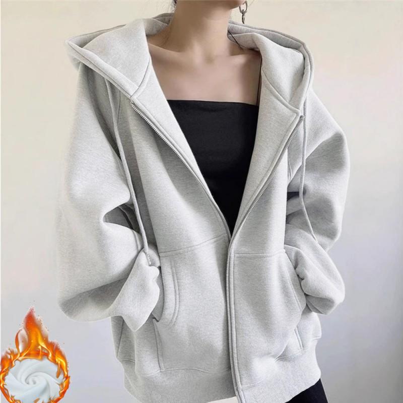Womens Oversized Cotton Hoodie Loose Fit Casual Fall Winter Sweatshirt Slimming Mid Length