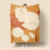 VIKAMA Art Painting White Cat Flannel Throw Blanket Warm Orange Background Cute Kitten Print Soft Sofa Bedroom Home Decor