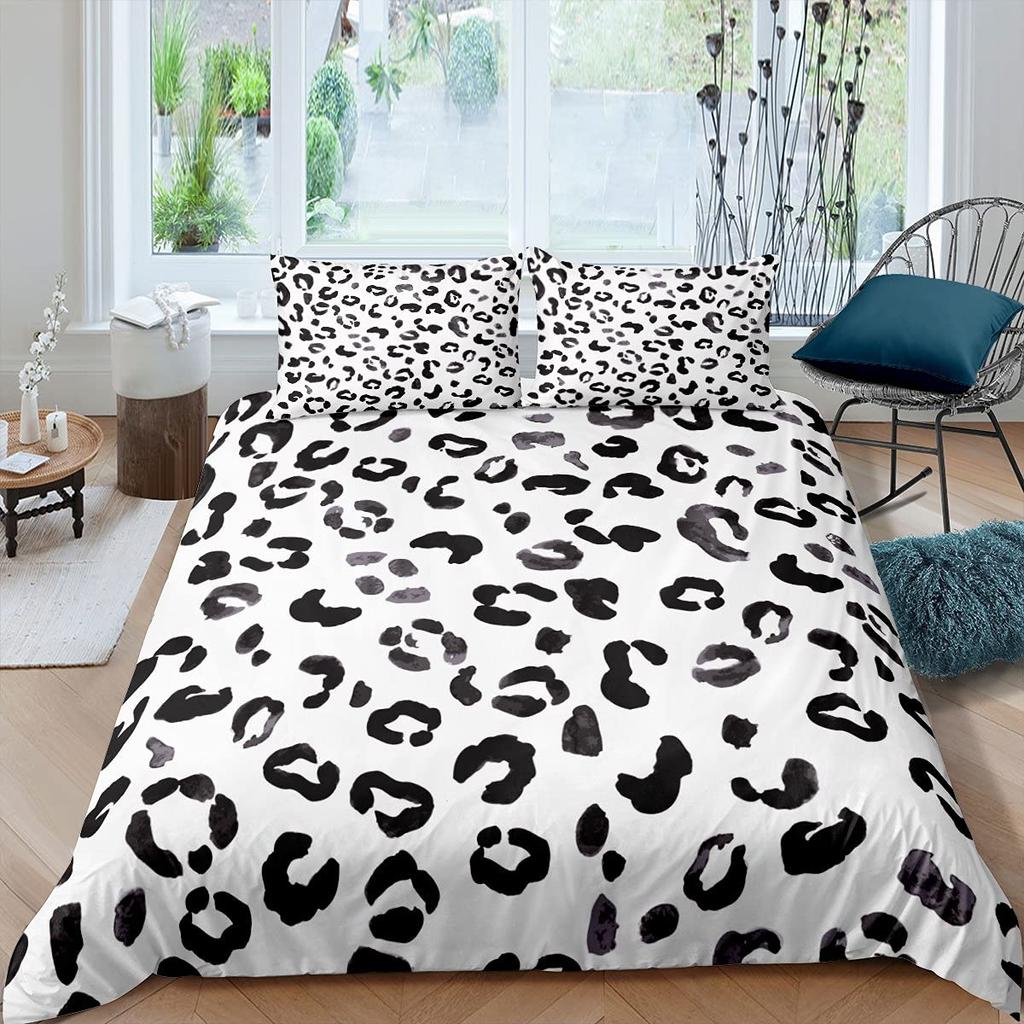 Leopard Bedding Set Queen King Soft Bedclothes Twin Bohemian Print Duvet Cover with Pillowcase Polyester Quilt Cover for Adults