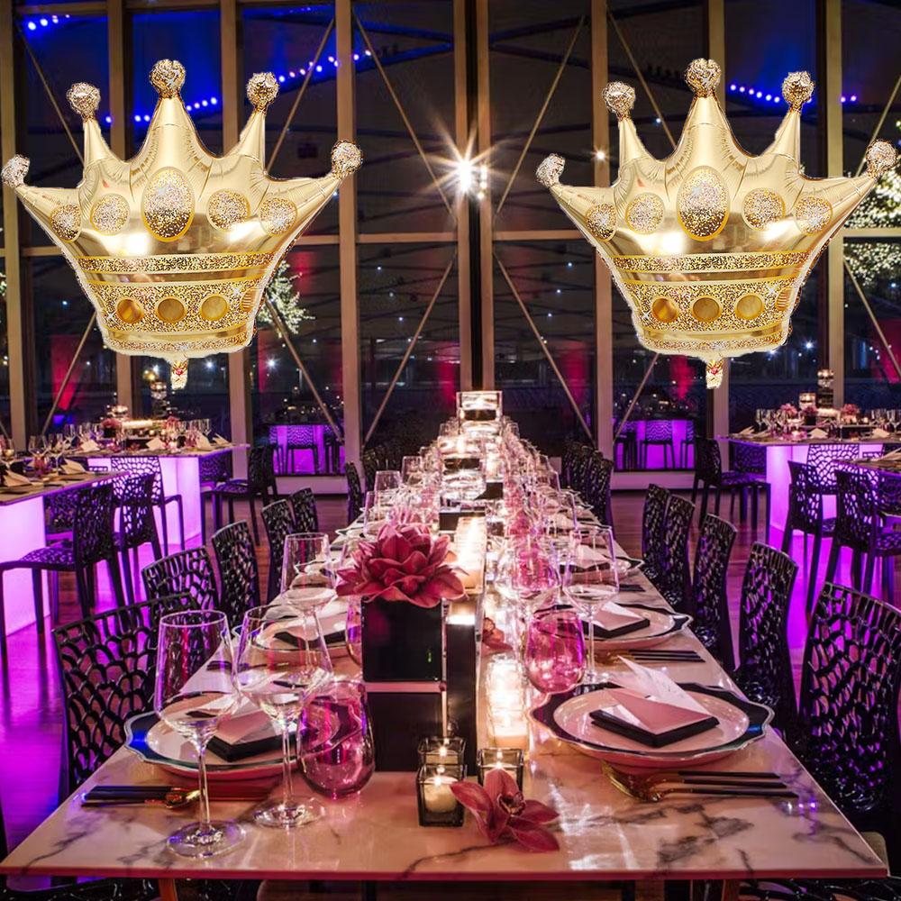 3-pack Kronballonger Set Guld Färg Folie Kronform Ballonger Dekoration Folieballonger, Jubileumsballonger Prinsessfödelsedag