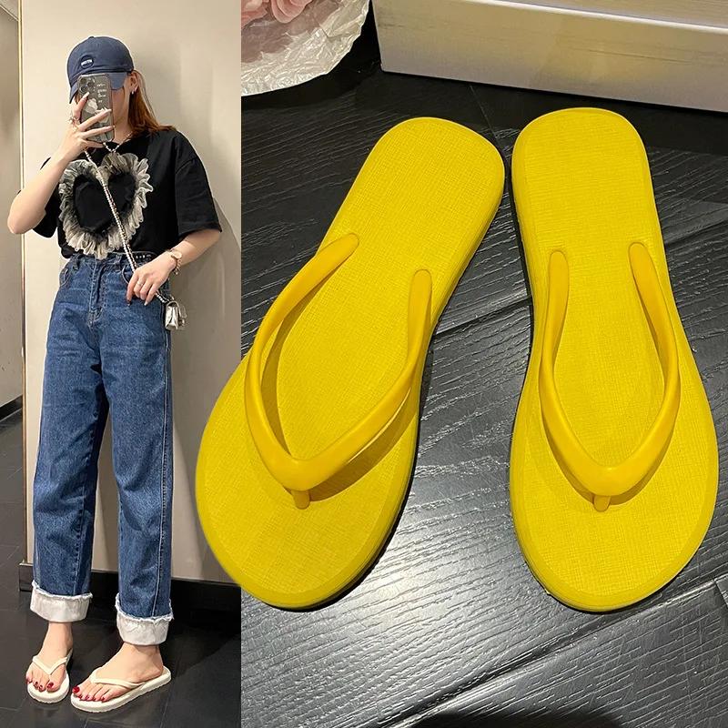 Beach Sandals Summer Flip Flops for Women Slippers Cute Candy Color Indoor Flat Shoes Men Beach Slippers Non-slip Soft Sole