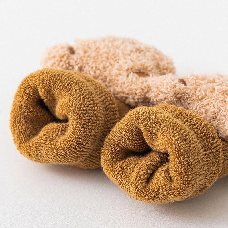 1Pair Middle Tube Socks Winter Cotton Cute Thick Boy Bear Baby Socks Girls Anti Slip Soled Toddler Floor Socks Soft