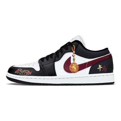 Jordan Air Jordan 1 Horse Year Limited Edition Dämpfung, Abriebfest Niedrig geschnitten Vintage Basketballschuhe Unisex DC0774-101(Team425-)