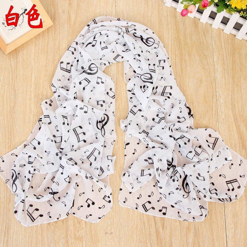 New Fashion Music Symbols Ladies Scarf Printed Chiffon For Ladies Women Girls Scarf Beach