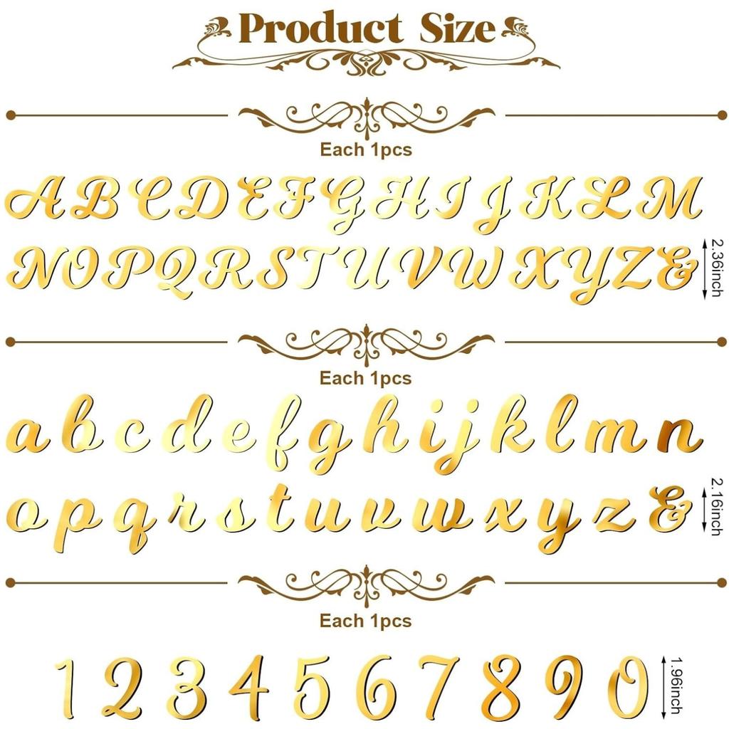 64Pcs Acrylic Cake Alphabet Numbers Topper, Mirror Number 0-9 and Alphabet A-Z Personalized Cake Picks Party Decor