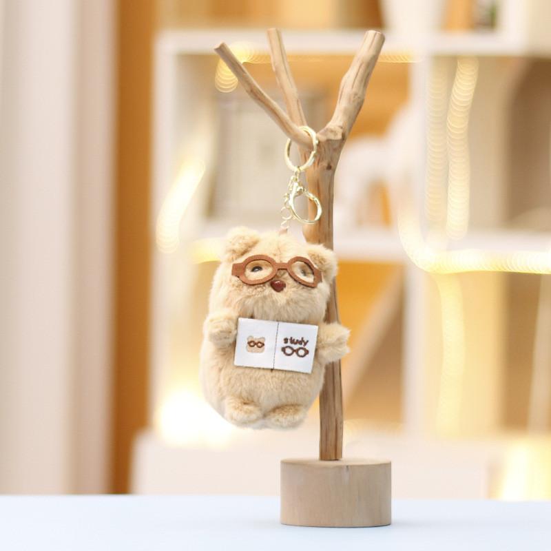 Duck Reading Rabbit Bear Keychain Cute Girl Backpack Decorative Doll Pendant