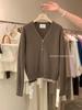2025 Women's Korean Style V-Neck Wool Cardigan - Versatile Spring/Autumn Knit Sweater, Short & Loose Fit
