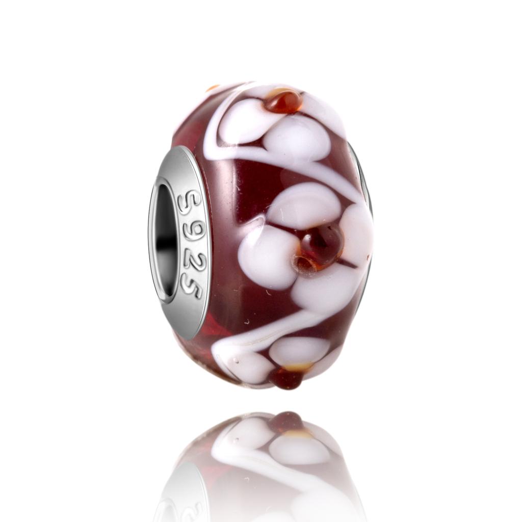 Murano Glass Collection Copper MultiColor Blue Bump Charm Fits Bracelets Women Exquisite Jewellery Accessories Gifts