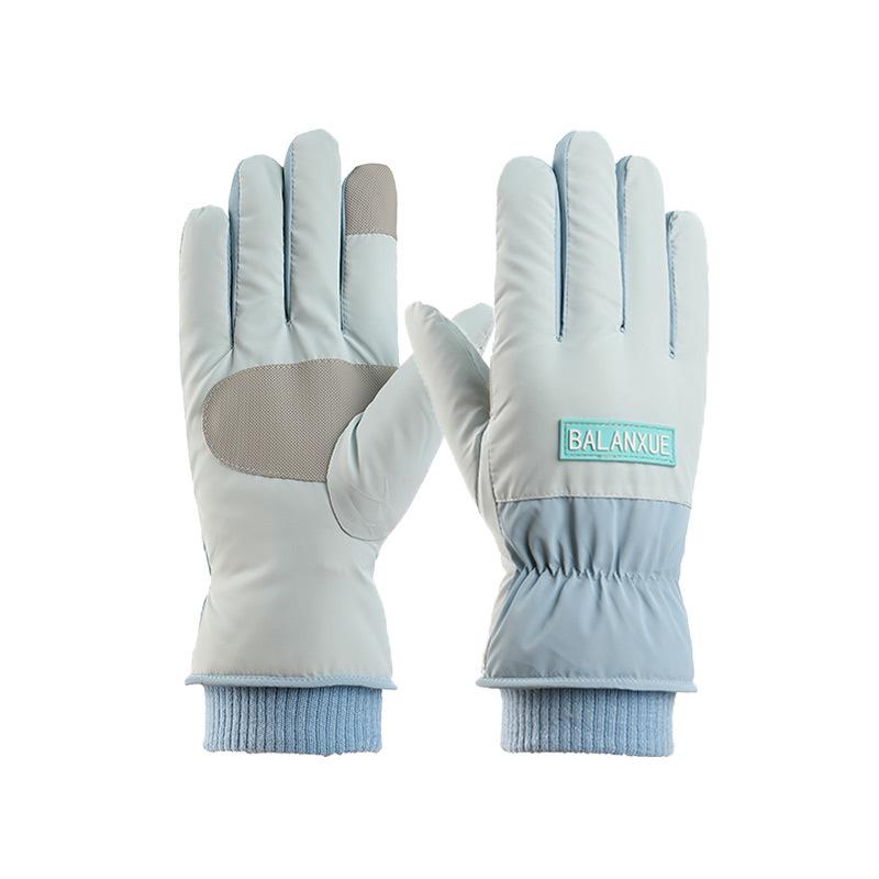 Zimowe aksamitne pogrubione rękawice narciarskie z ekranem dotykowym wiatroszczelne i zimoodporne rękawice do sportów na świeżym powietrzu antypoślizgowe ciepłe rękawice damskie