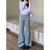 Idle Style High Waist Casual Pants for Women Sexy Smooth Micro-Flared Pants Autumn Slimming Easiest for Match Mop Pants Gray Pants