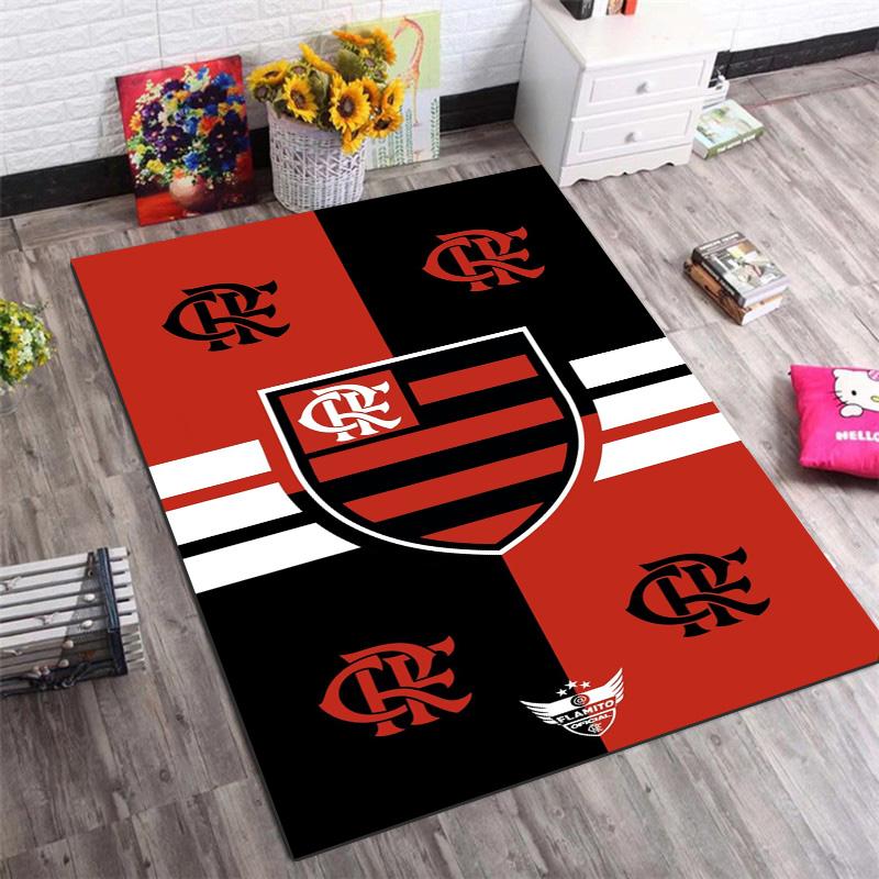 Flamengo Club Crest Red Black Print Area Rug Brazil Soccer Non‑Slip Rectangular Floor Mat Football Fan Bedroom Gaming Room Home Decor Rug