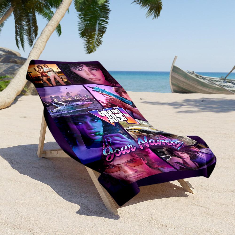Grand Theft Auto Customize Text Beach Towel Quick-Dry Soft Microfiber Ideal for Travel Outdoor Swim Pool Yoga Surf Camping Hiking Gym Gift Holiday
