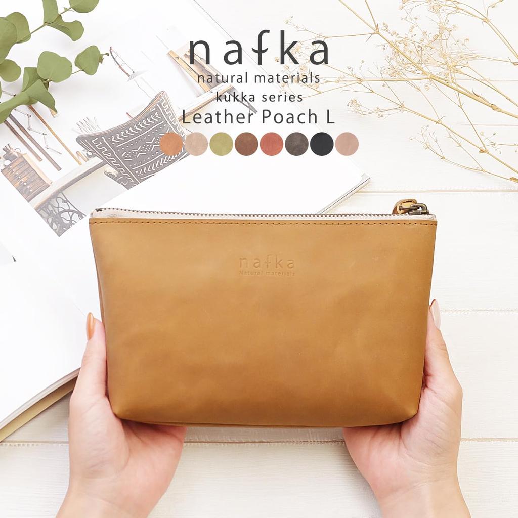 Nafka Leder Kleinteilebeutel Größe L für Damen, Niedlich, Groß, Etui, Japan, [NFK-72115] (Kamel)