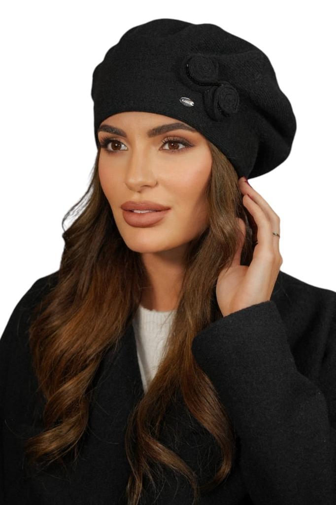 Kamea-Bara Women' Winter Wool Beret Black