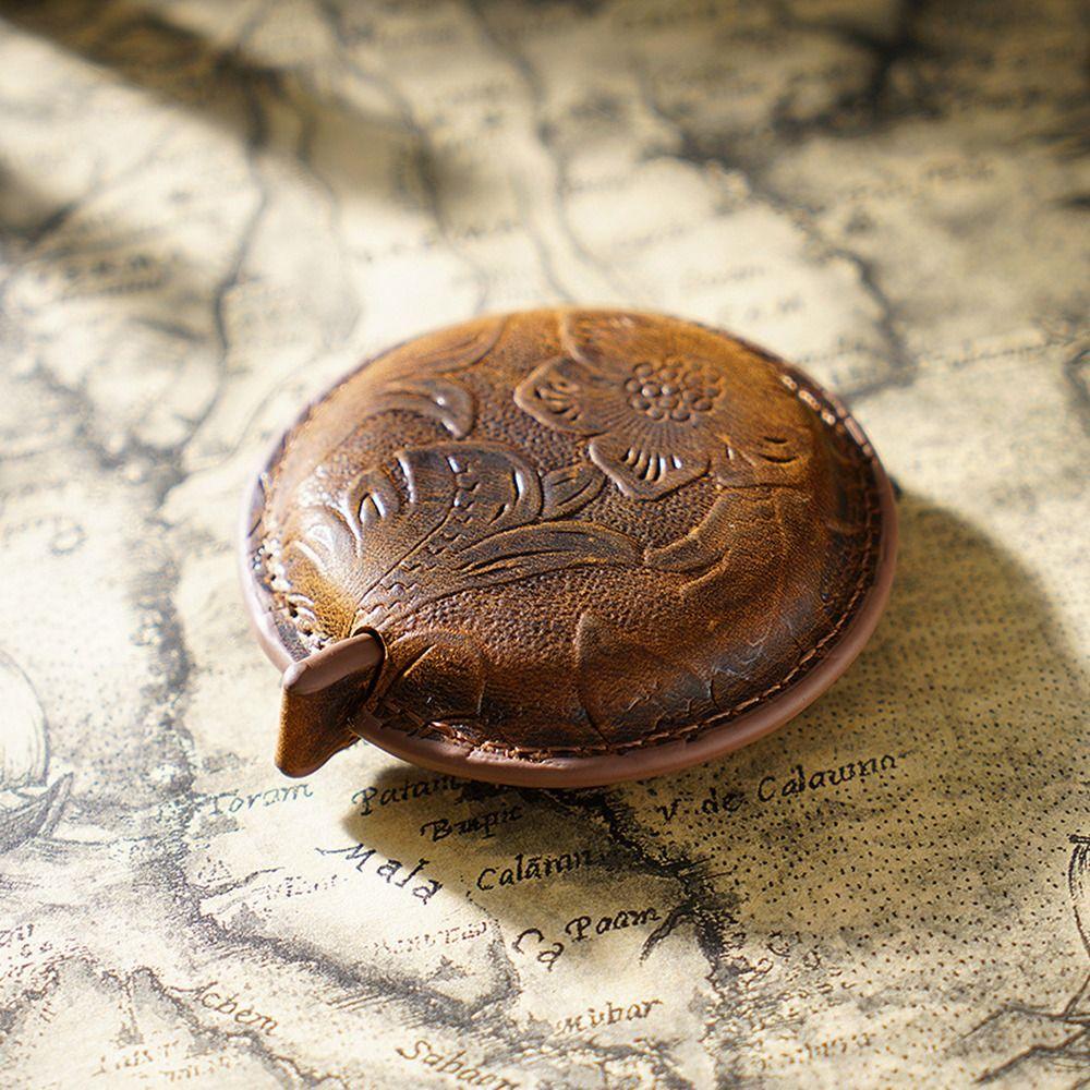 Crazy Horse Leder Echtes Leder Rollmaßband Vintage Handgefertigt Nähwerkzeuge Tragbar Einziehbar Zuglineal Frauen