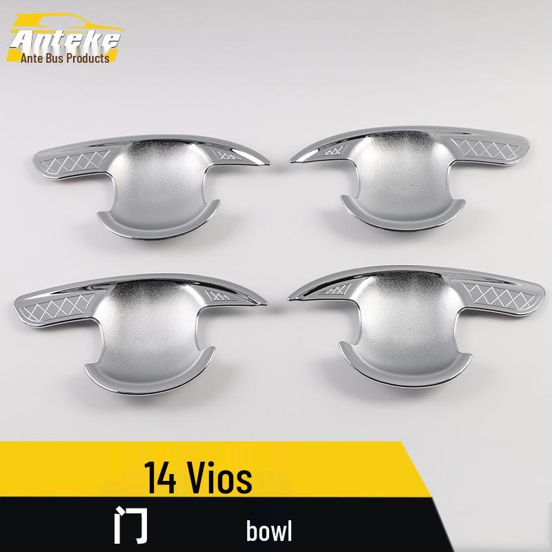 14-Piece Vios Door Bowl Electroplated Anti-Scratch Covers - Protective Film Decoration Frame
