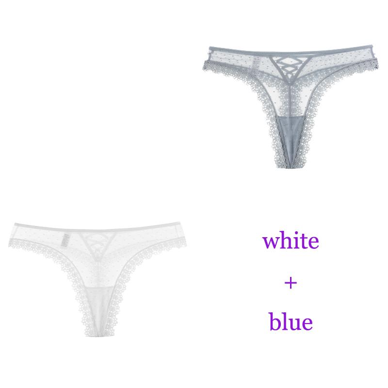 TERMEZY 2 unids/lote de bragas sexis de encaje para mujer, ropa interior de cintura baja, Tanga femenina, lencería transpirable, ropa íntima bordada tentación