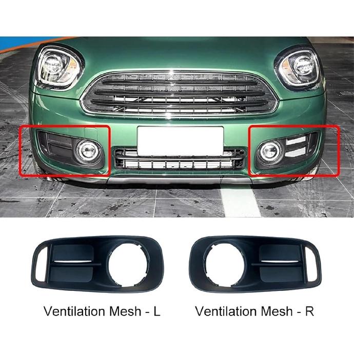 Front Bumper Fog Light Lamp Grille Cover Compatible with MINI Countryman F60 Close-Type 51117390533 51117390534 51117405388 51117478625(Right)