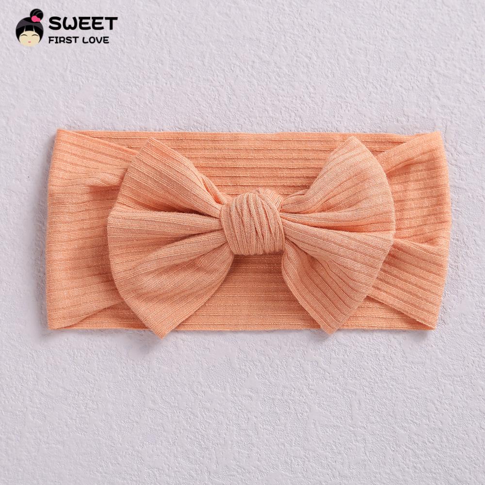 Niansheng Handmade Ribbed Bow Headband for Babies - Solid Color