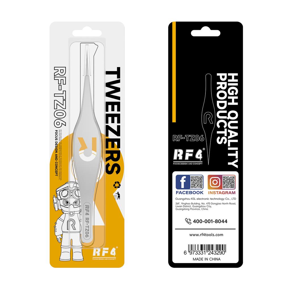 RF4 RF-TZ06 High-Precision Pointed Tweezers Wide-Body Hardened Non-Slip Tweezers with R-Shaped Hollow