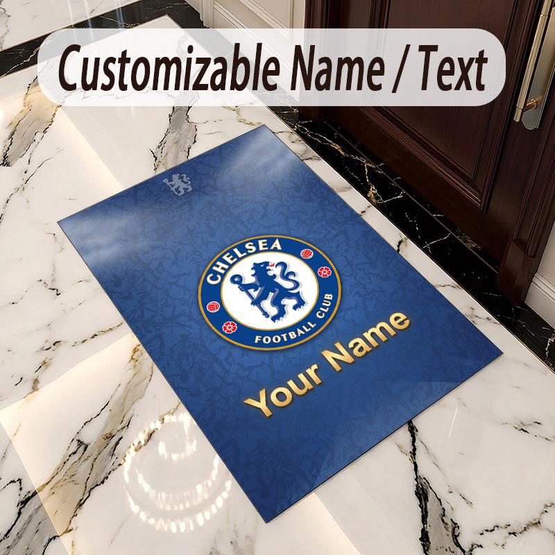 Crystal Velvet Rug Chelsea FC Print Custom Name Text Floor Mat Home Decor
