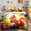 Adorable Squirrel Nature Decor Set Bedding Set with 1 Duvet Cover 2 Pillowcases Single Double King Queen, Gift
