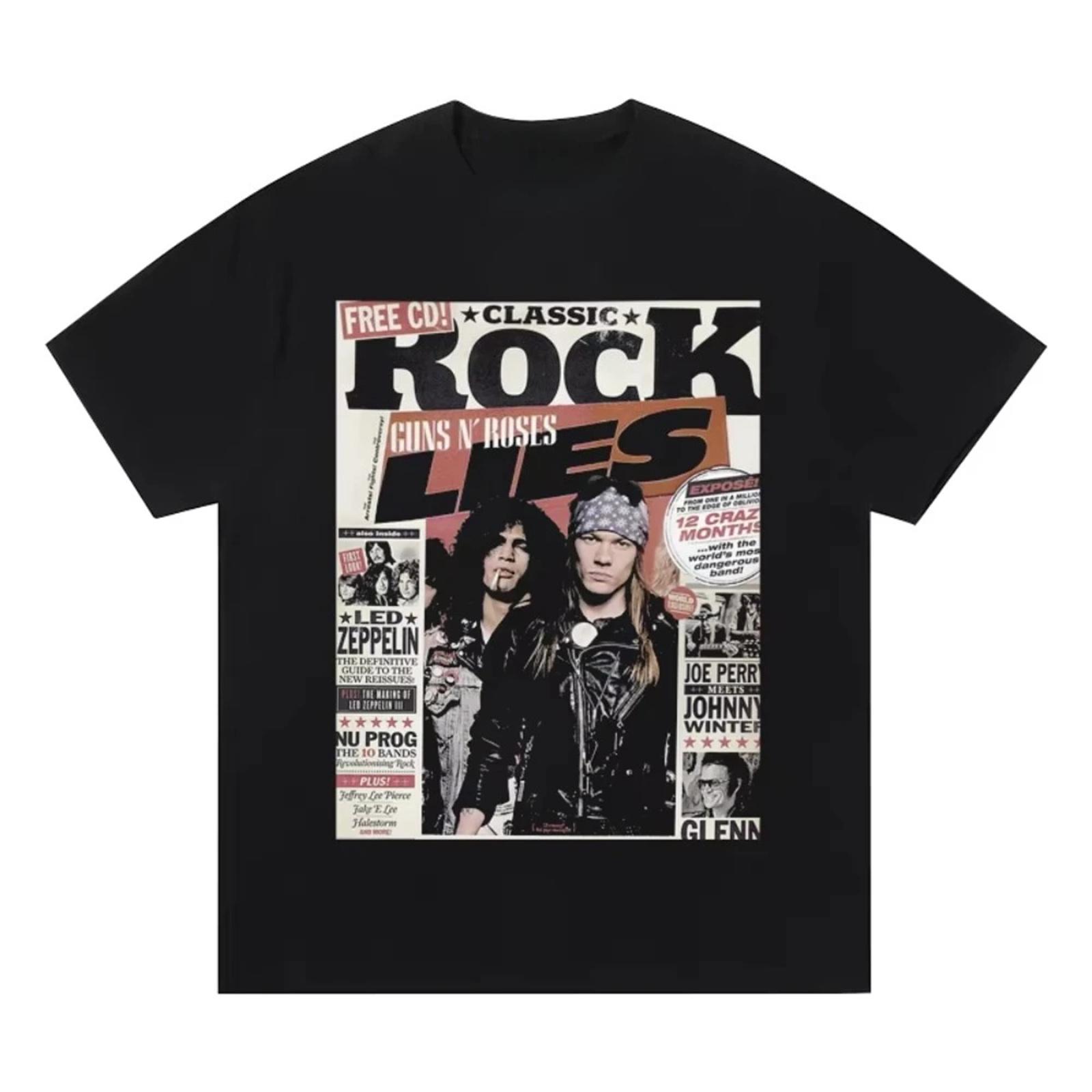 Лето 2025 Новая Модная Футболка с Коротким Рукавом Guns N  Roses Axl Rose Slash Rock N  Roses Модная Повседневная Женская Дышащая Футболка S