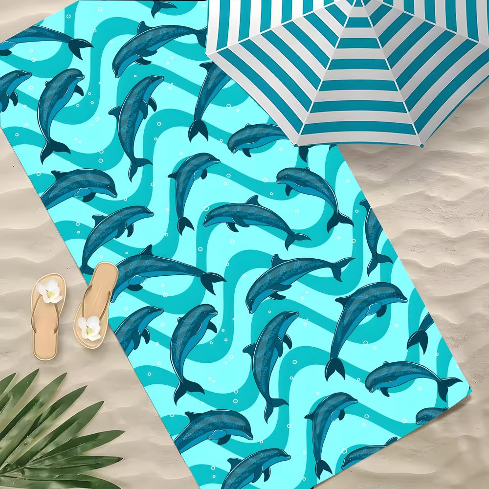 D-Dolphin Towel Polyester Beach Towel Quick Dry Sand Free Bath Towel For Summer Pool Travel Vacation