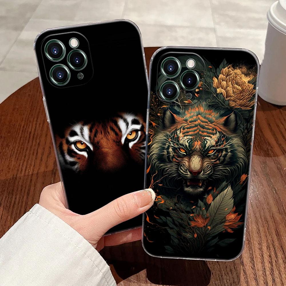 Tiger Animals Transparent Case For Apple iPhone 17 16 15 14 13 12 11 Pro Max 16 Plus 16E 17Air 17Pro Phone Cover Silicone Funda