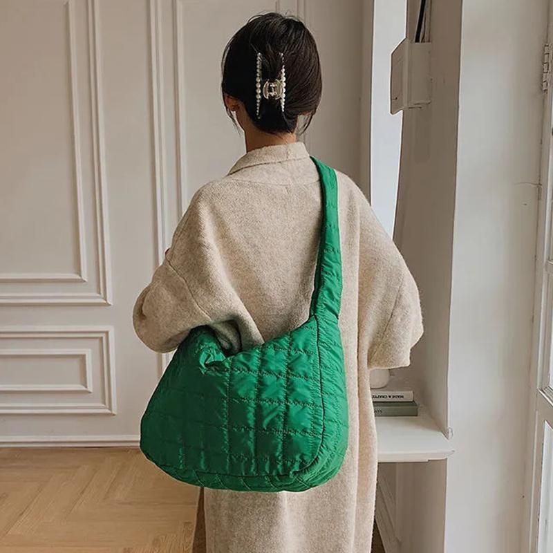 Winter Space Cotton Shoulder Bag Female Large Capacity Dumpling Bag Fashion Padded Crossbody Bag Luxury Lady Down Tote