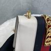 [Pre-Owned] Sylvie Gold Buckle Striped Web Satin Bow Chain Mini Shoulder Bag - Good #H3OS6N