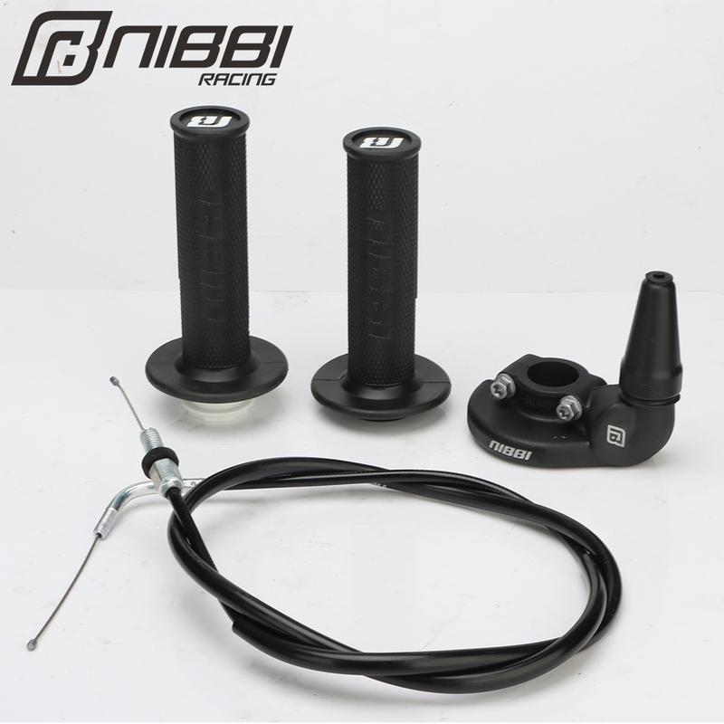 NIBBI Motorcycle 7/8" 22mm Lock-on Handle Grips Throttle Line Accelerator Set For KTM EXC Husqvarna TE 250/300 Motocross