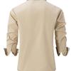 2026 Men's Slim Fit Color-Block Cotton Long Sleeve Shirt - Spring/Autumn Fashion
