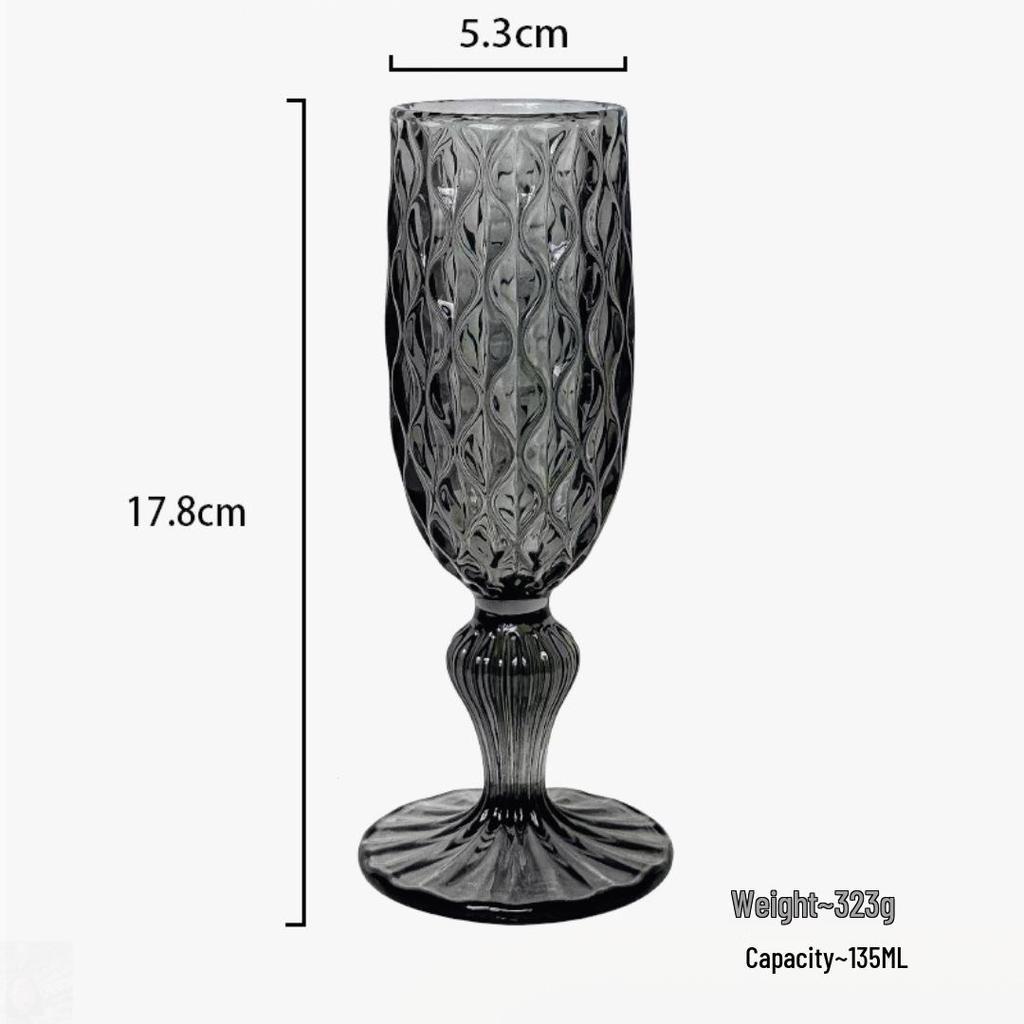 Vintage Embossed Colored Glass Goblet – Luxury Thickened Bubble Wine Glass