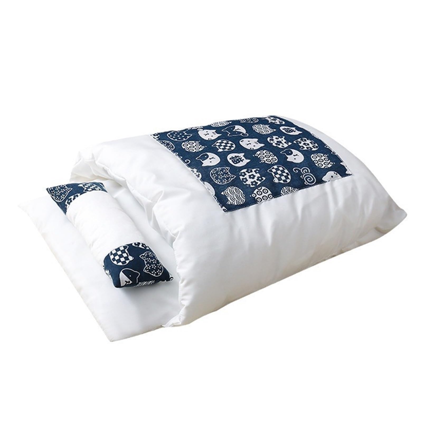 

CAWKAY Зимний спальный мешок для кошек и собак, Теплый и защитный, Защита от холода, Пушистая подушка, Подушка, Милый кошачий домик (синий (S))