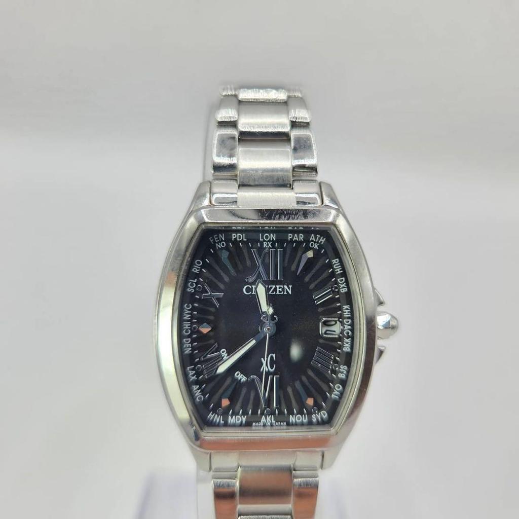 Used [Beautiful Item, Working Condition] Citizen xC Cross Sea Happy Flight Radio Solar Black