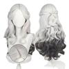 Meng Qian Identity V Parent Long Night Black & White Cosplay Wig, Simulated Scalp, Curly Long Hair