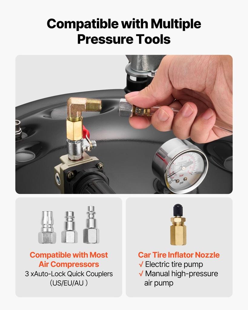 Pressure Pot Paint Tank, 40 L Heavy Duty Steel Pressure Pot Tank, Spray Paint Pressures Pots with Three Quick-Connect Couplers for Home Use, DIY, Art