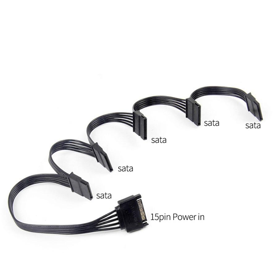 5Pcs 15 Pin 1X Male To 5X Female SATA Hard Drive Splitter Cable Adapter Computer
