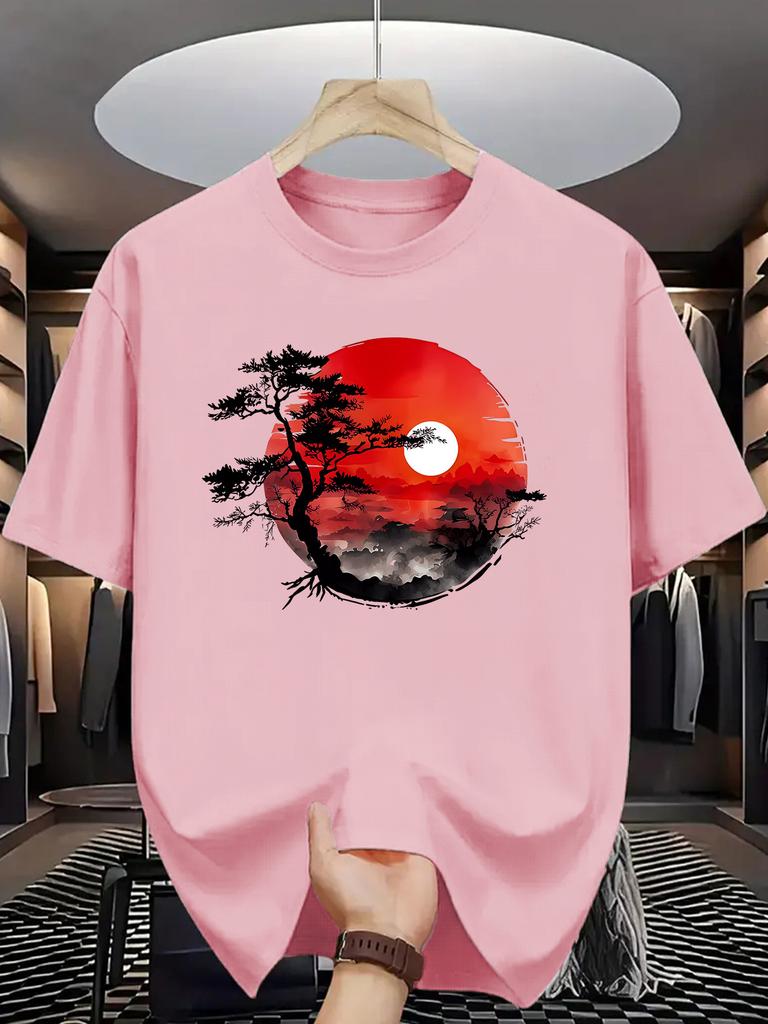 Unisexs Summer 100 Pure Cotton Fashionable Casual Loose Fit Printed Round Neck Short Sleeved Tshirt Top