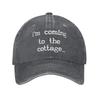 Unisex  Im Coming To the Cottage Heated Rivalry Print Hat Casual Distressed Washed  Baseball Cap Adjustable